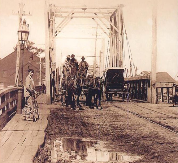 1800's photograph of the New Bedford - Fairhaven Bidge - www.WhalingCity.net